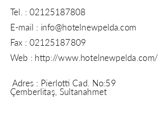 Hotel New Pelda iletiim bilgileri